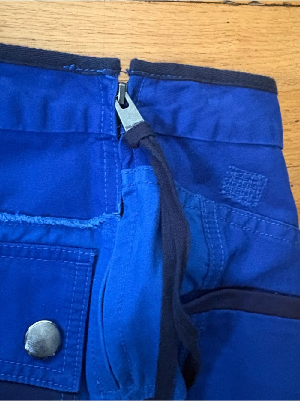 Zadig & Voltaire Utility Mini Skirt Blue Cargo Snap Pocket Raw Hem Size Small - Picture 6 of 7